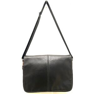 BOCONI Slim Leather Messenger Bag Black